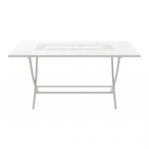Tavolo Pieghevole VEGAS Bianco in Metallo Zincato, 185 × 85 cm, per Interni ed Esterni