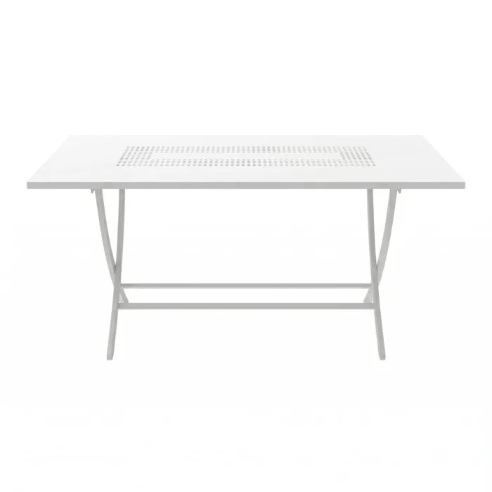 Tavolo Pieghevole VEGAS Bianco in Metallo Zincato, 185 × 85 cm, per Interni ed Esterni