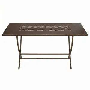 Tavolo Pieghevole VEGAS Bronzo in Metallo Zincato, 185 × 85 cm, per Interni ed Esterni
