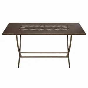 Tavolo Pieghevole VEGAS Bronzo in Metallo Zincato, 185 × 85 cm, per Interni ed Esterni