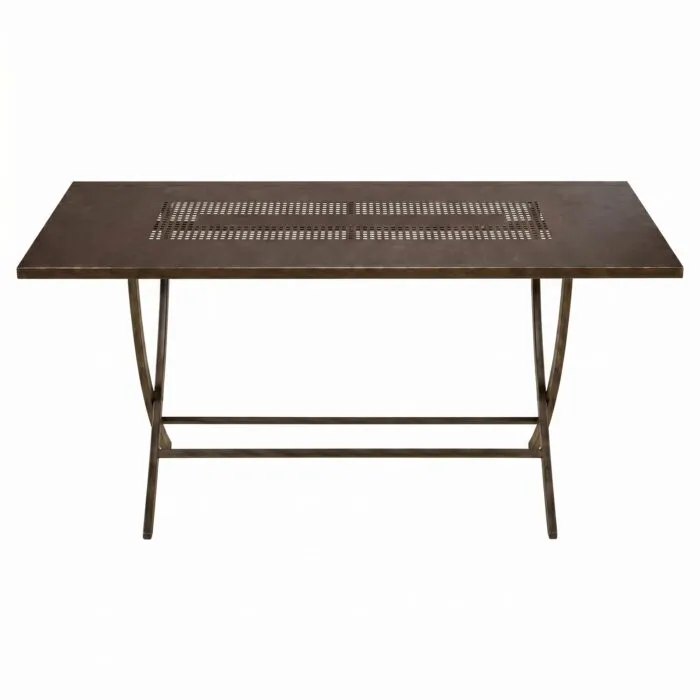 Tavolo Pieghevole VEGAS Bronzo in Metallo Zincato, 185 × 85 cm, per Interni ed Esterni