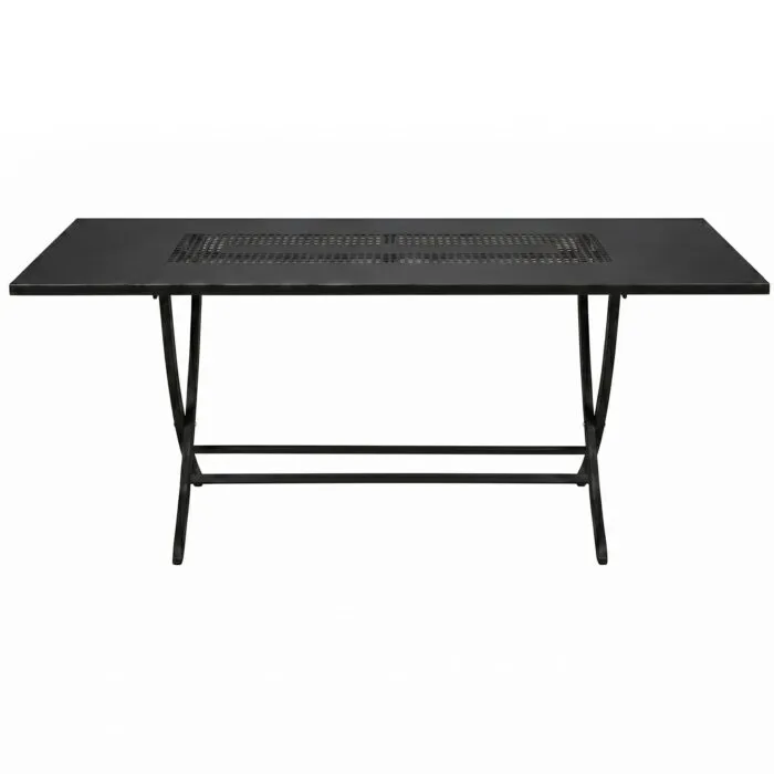Tavolo Pieghevole VEGAS Nero in Metallo Zincato, 185 × 85 cm, per Interni ed Esterni