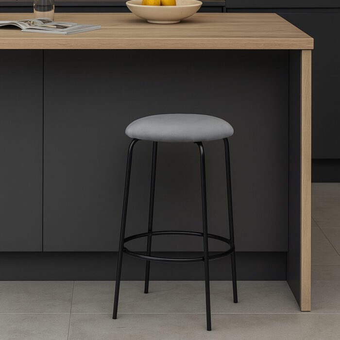 SET 4 SGABELLO VELLUTO GRIGIO SCORE