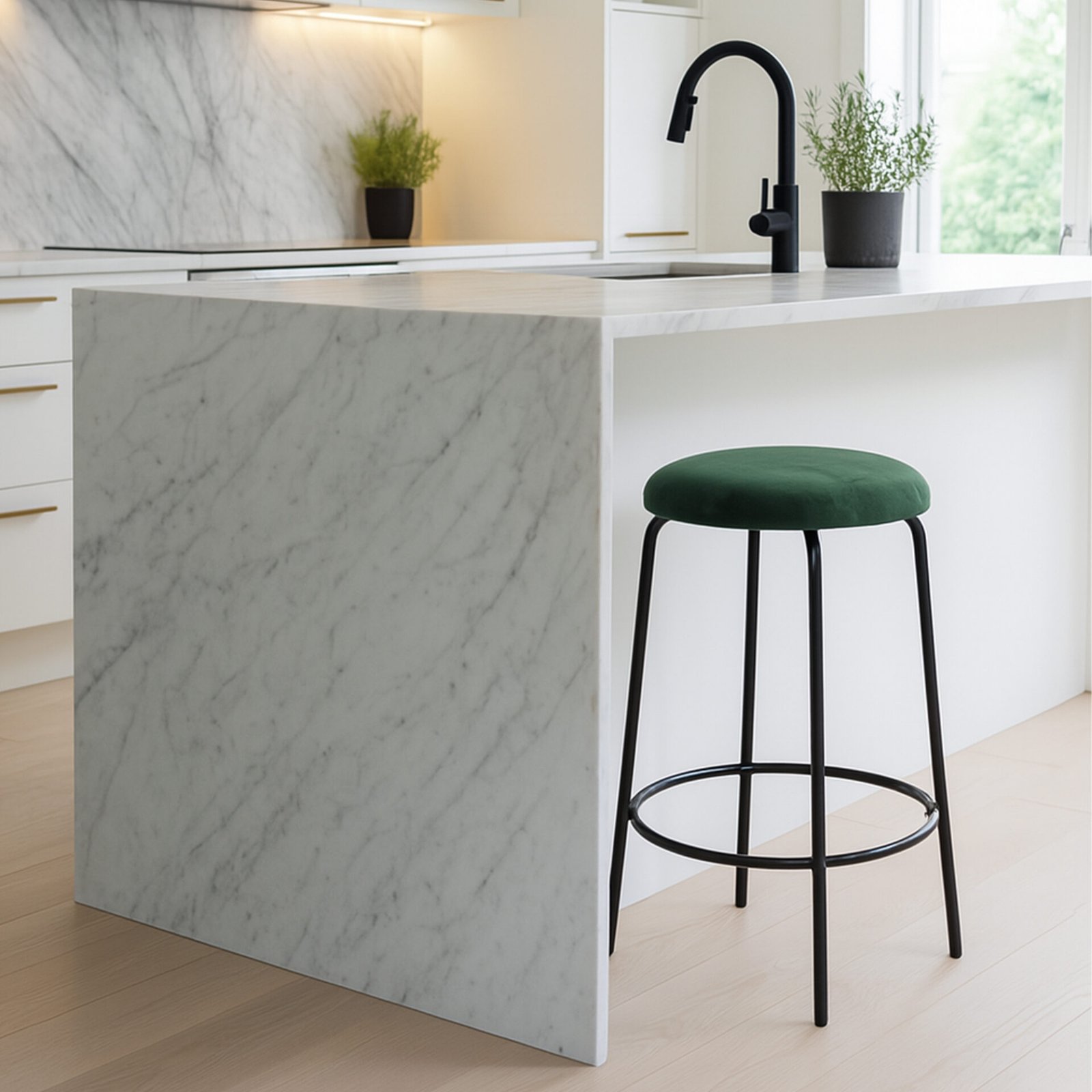 SET 4 SGABELLO VELLUTO VERDE SCORE