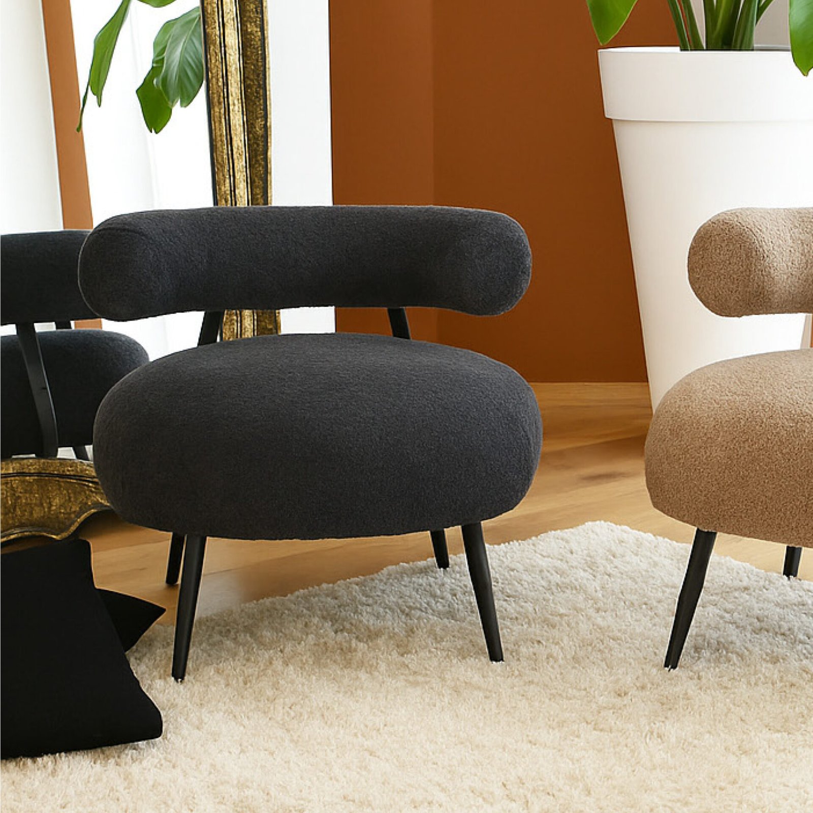 POLTRONA TEDDY IN TESSUTO BOUCLE' GRIGIO