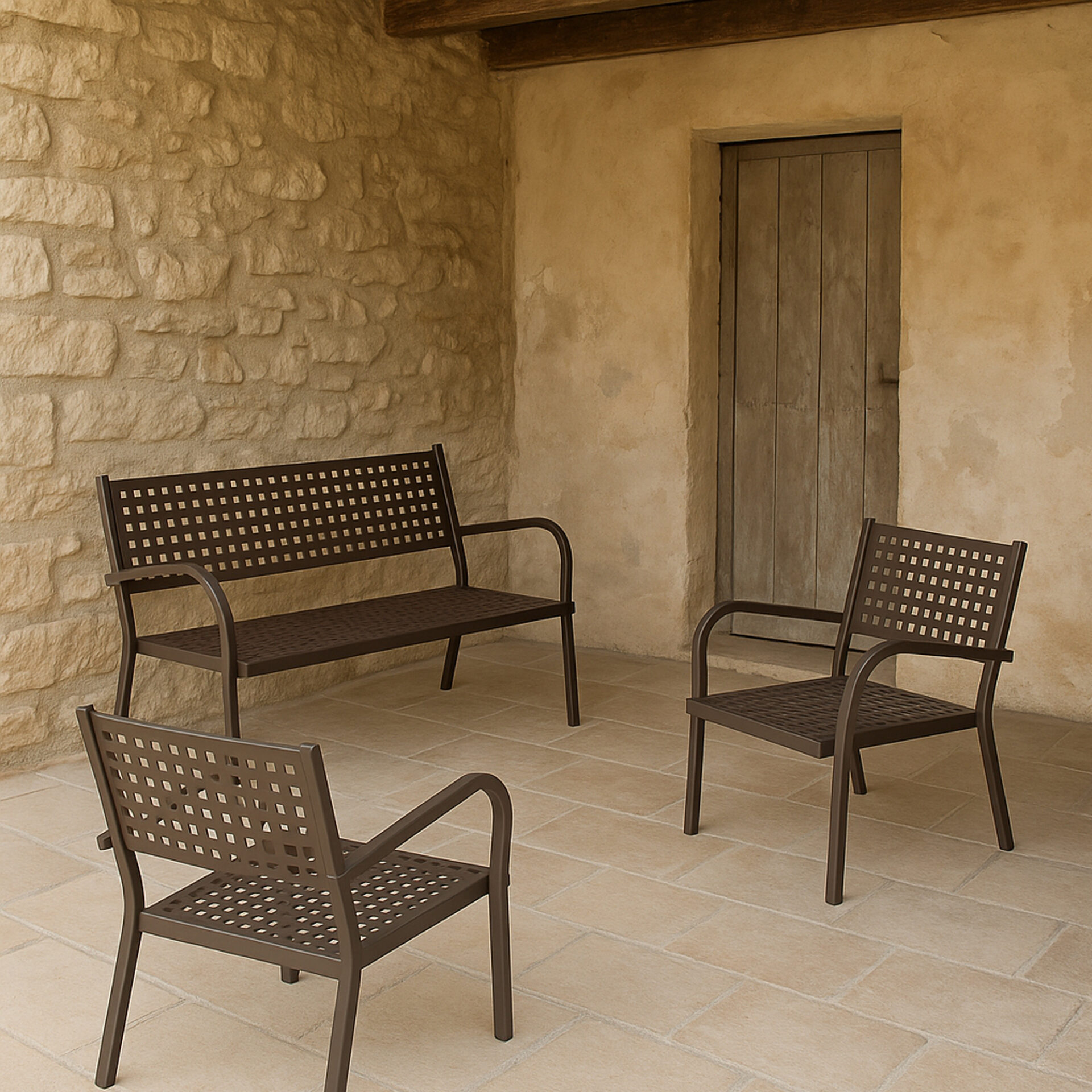 SET ALICE DIVANO 2P+2 POLTRONE BRONZO