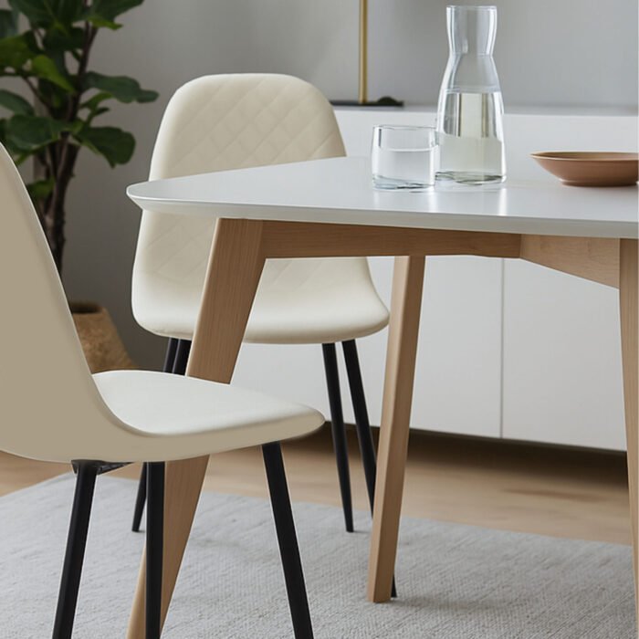 SET 4 SEDIA MARTA IN TESSUTO CORDA, GAMBE NERE