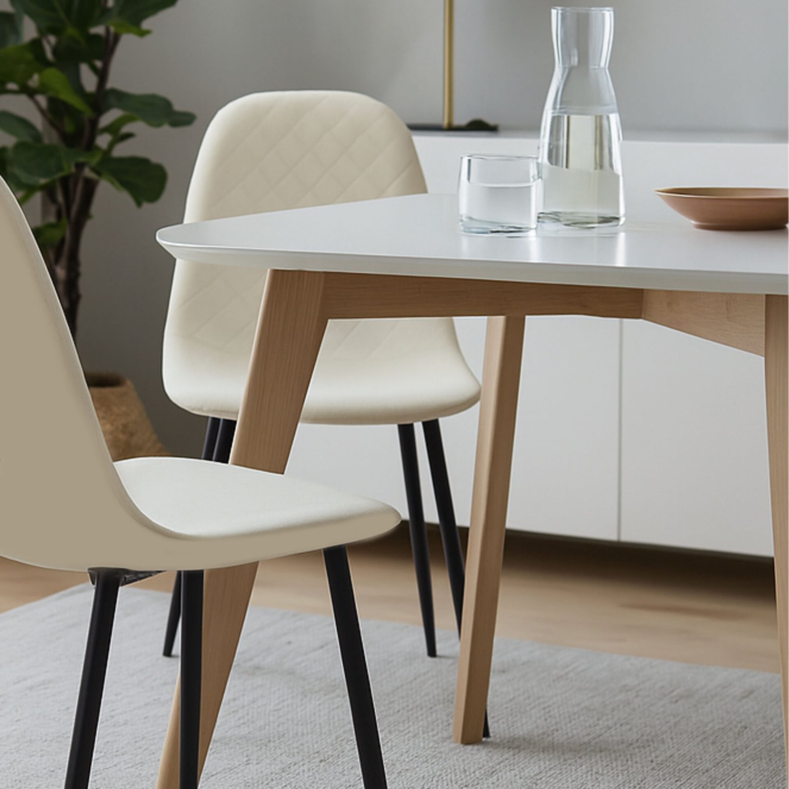 SET 4 SEDIA MARTA IN TESSUTO CORDA, GAMBE NERE