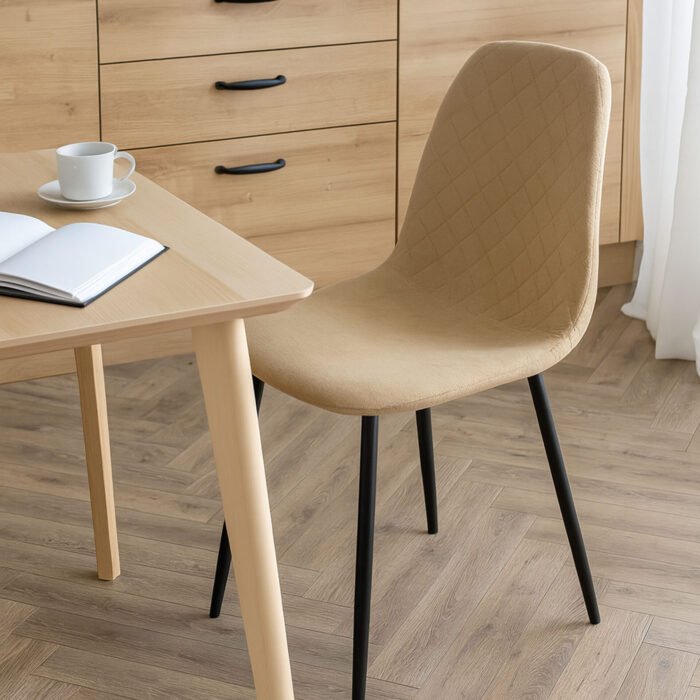 SET 4 SEDIA MARTA IN TESSUTO TORTORA, GAMBE NERE