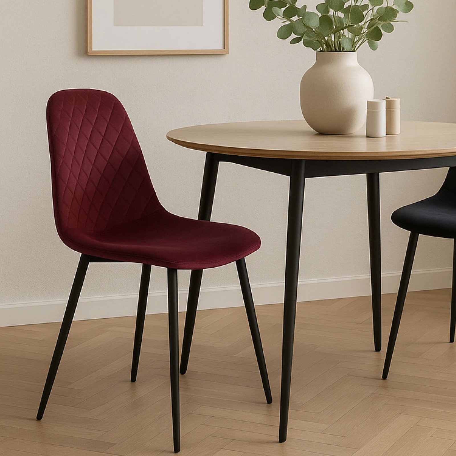 SET 4 SEDIA MARTA IN VELLUTO VINACCIO, GAMBE NERE