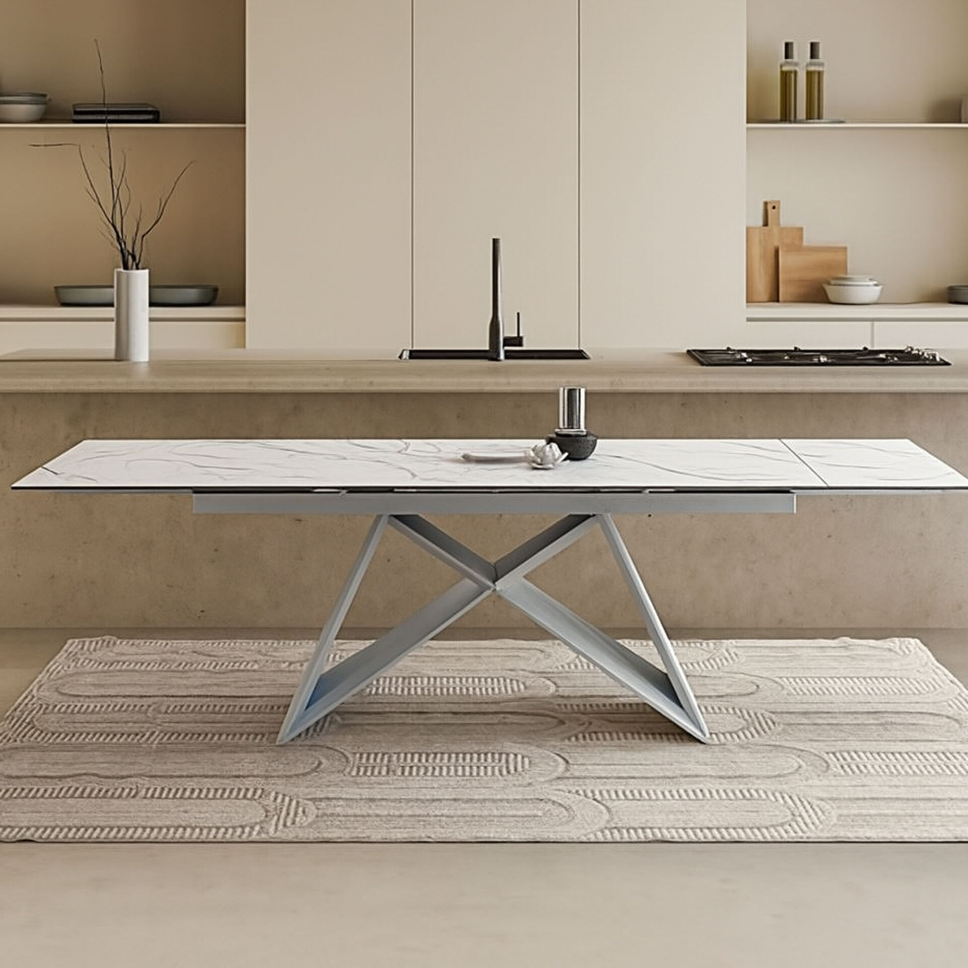 TAVOLO IAGO NEW CALACATTA BIANCO/GAMBE BIANCHE