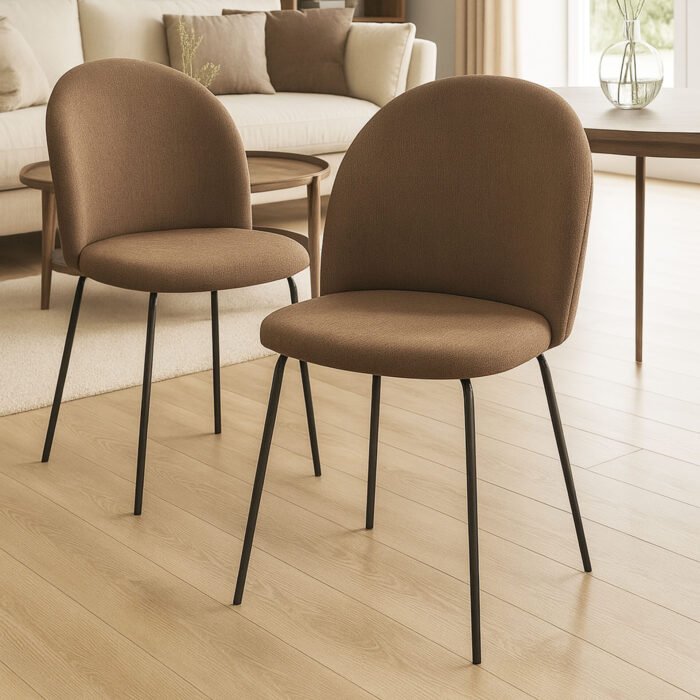 SET 4 SEDIA NEW TAMARA IN TESSUTO TORTORA , GAMBE NERE