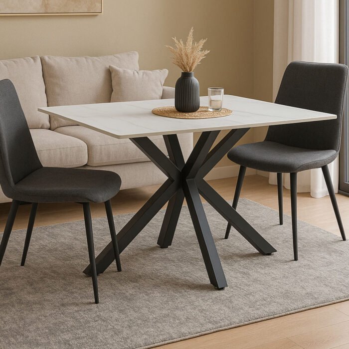 TAVOLO LITIO BIANCO C/VENATURE/GAMBE BIANCHE