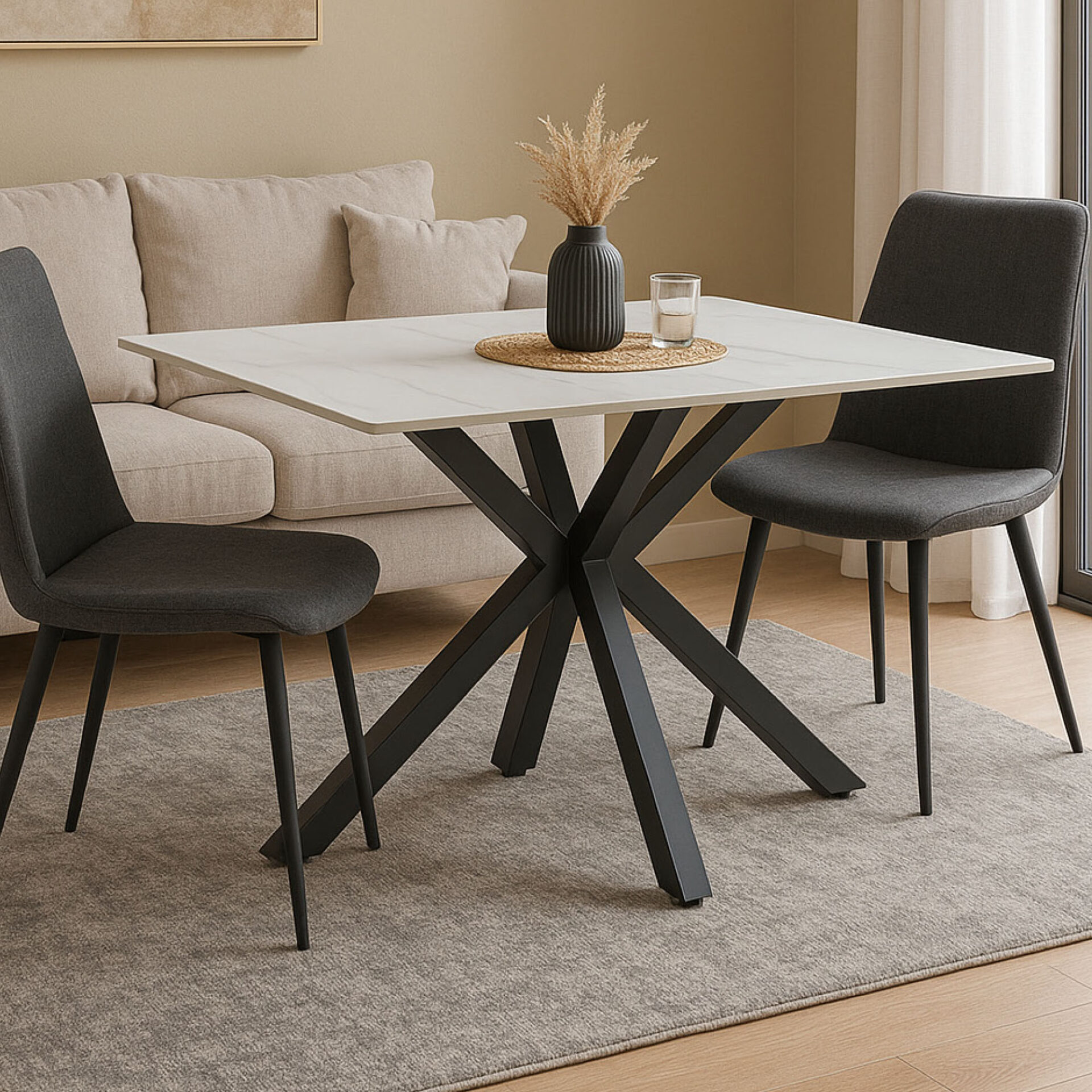 TAVOLO LITIO BIANCO C/VENATURE/GAMBE BIANCHE