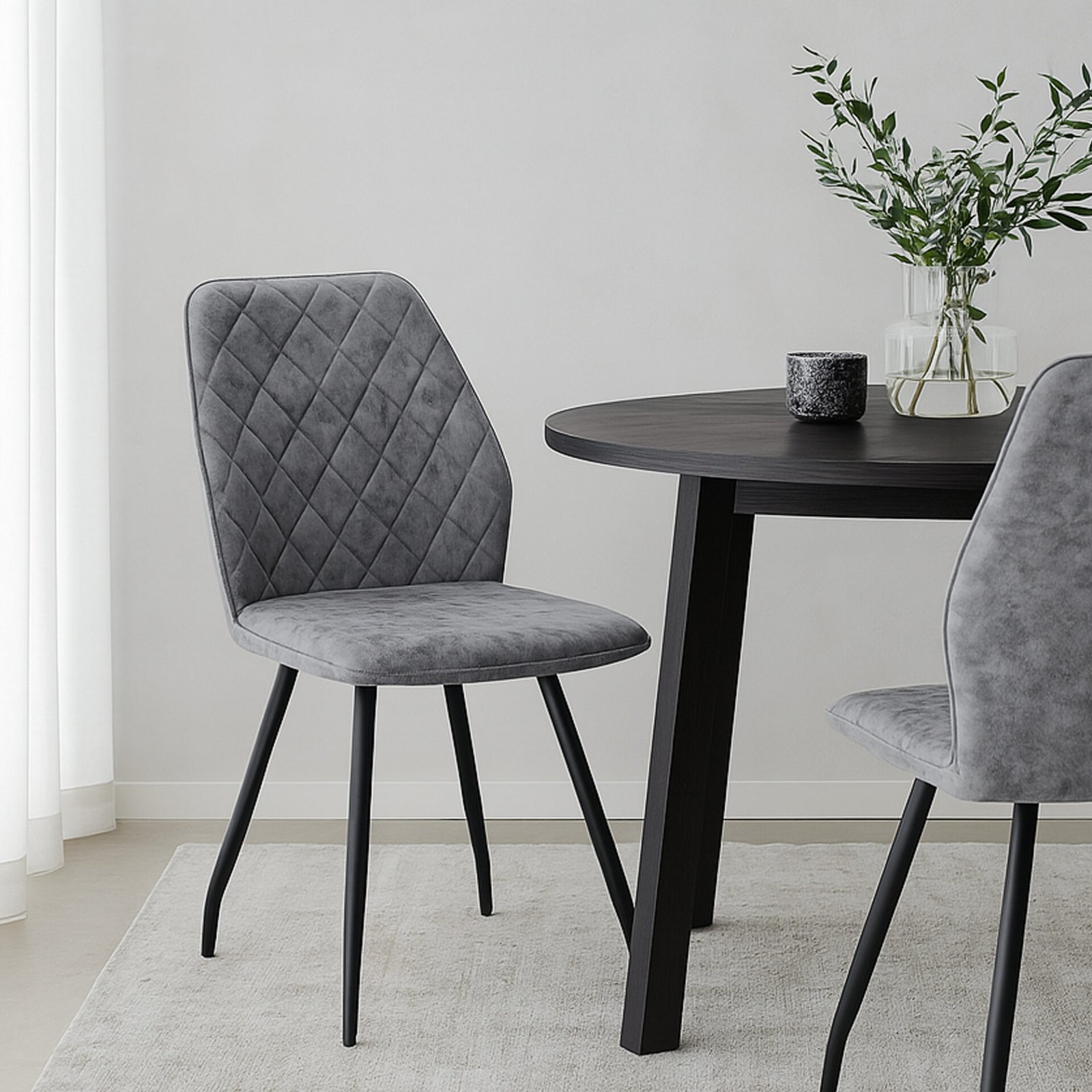 Set 4 Sedia Xena Cenere con Gambe Nere