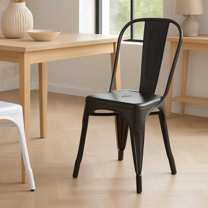 SET 4 SEDIA LINEA IN METALLO NERA