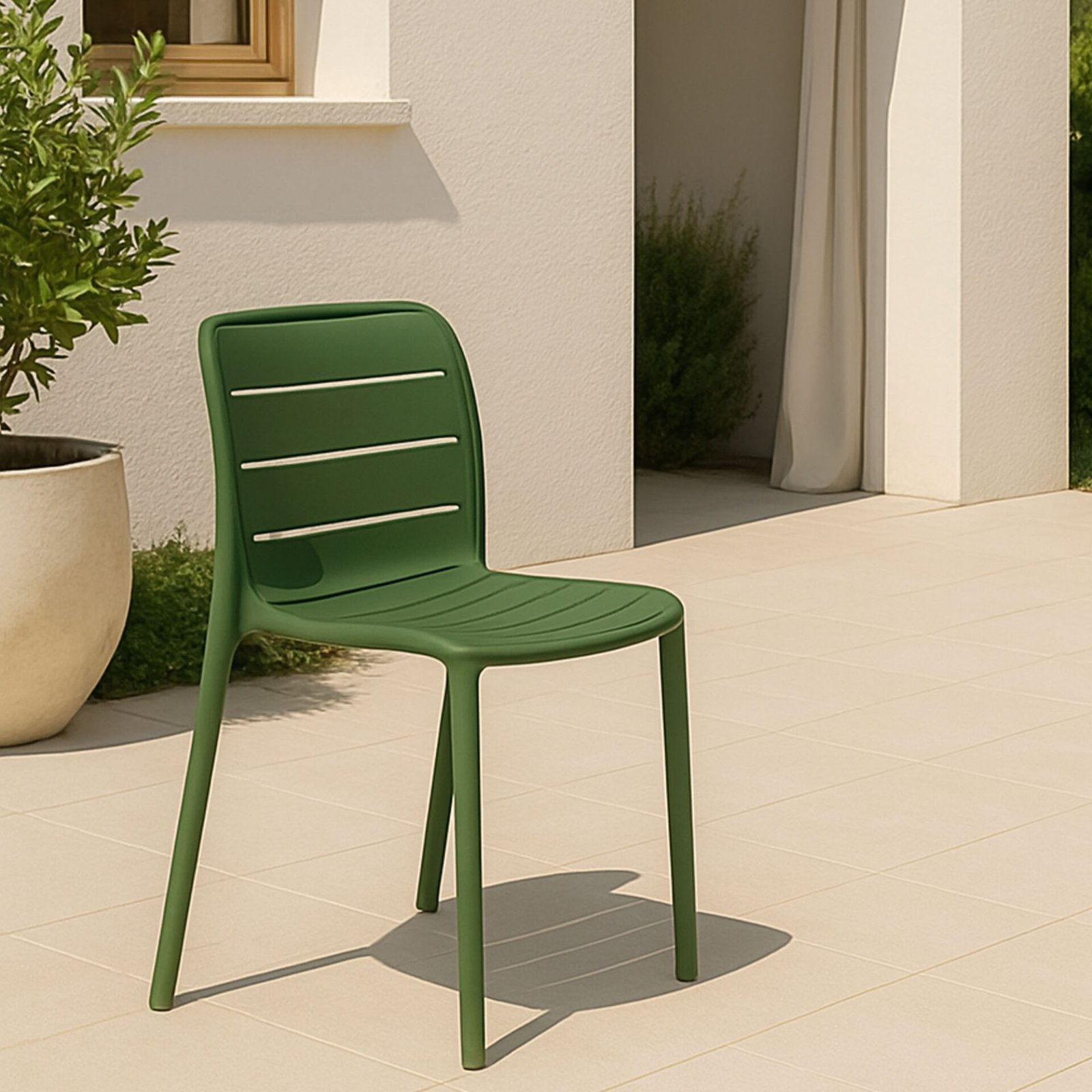 SET 4 SEDIA ITACA IN POLIPROPILENE VERDE INGLESE