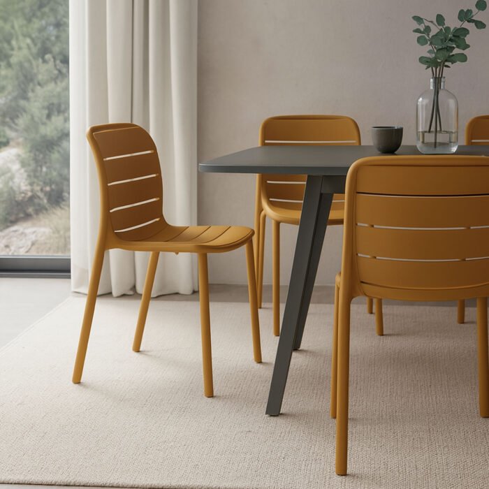 SET 4 SEDIA ITACA IN POLIPROPILENE AMBRA