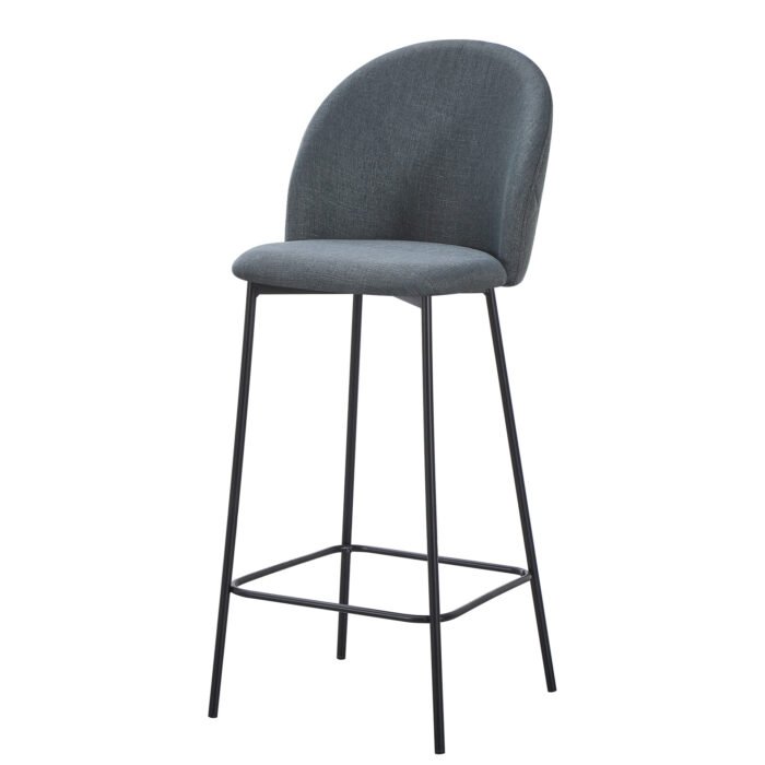 SET 4 SGABELLO VIDIA TESSUTO CENERE GAMBE NERE