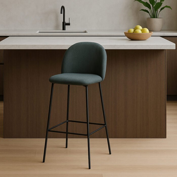 SET 4 SGABELLO VIDIA TESSUTO VERDE OLIVA GAMBE NERE