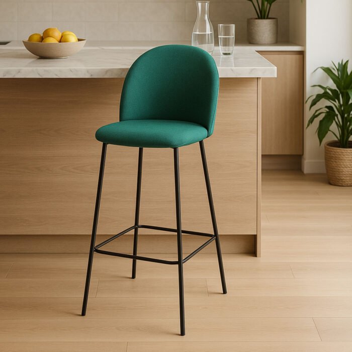 SET 4 SGABELLO VIDIA TESSUTO VERDE INGLESE GAMBE NERE