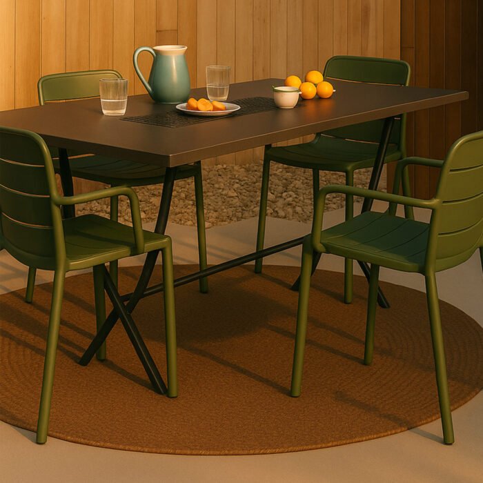 SET DA 4 POLTRONA ITACA IN POLIPROPILENE VERDE INGLESE