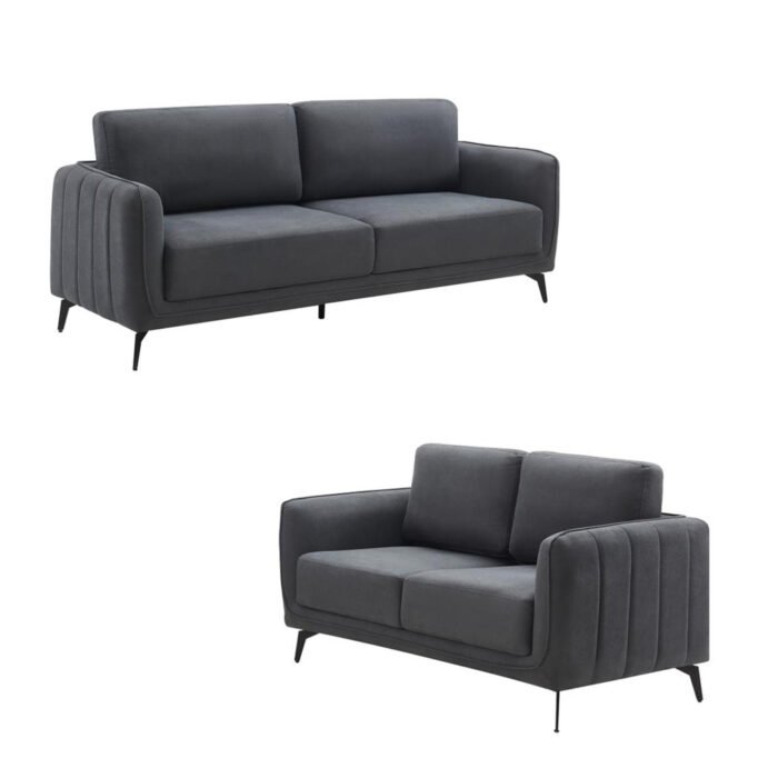 SET CUBIK DIVANO 3+2 POSTI GRIGIO SCURO