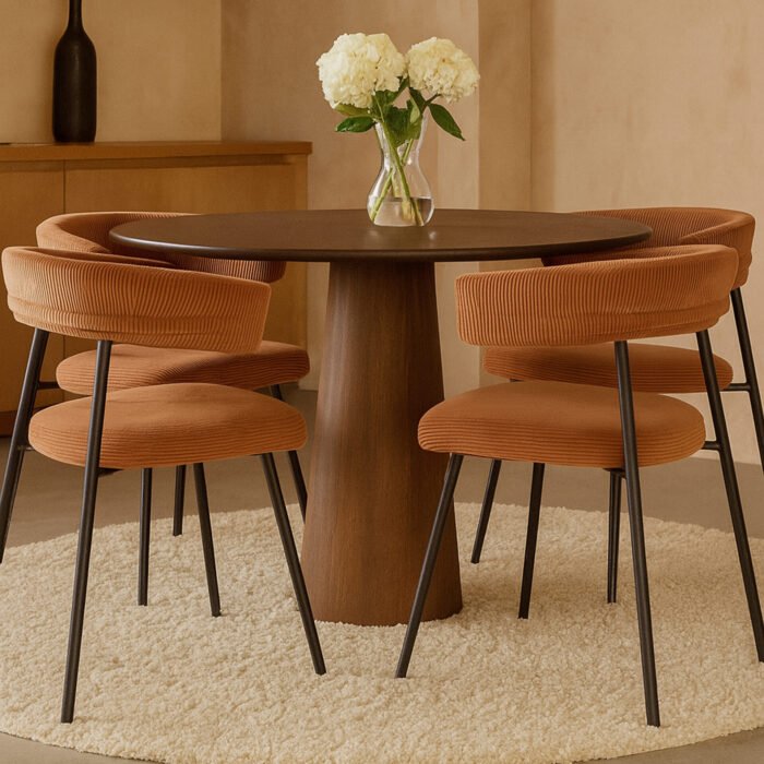 POLTRONA SET DI 4 MEGAN TESSUTO MILLERIGHE RUGGINE