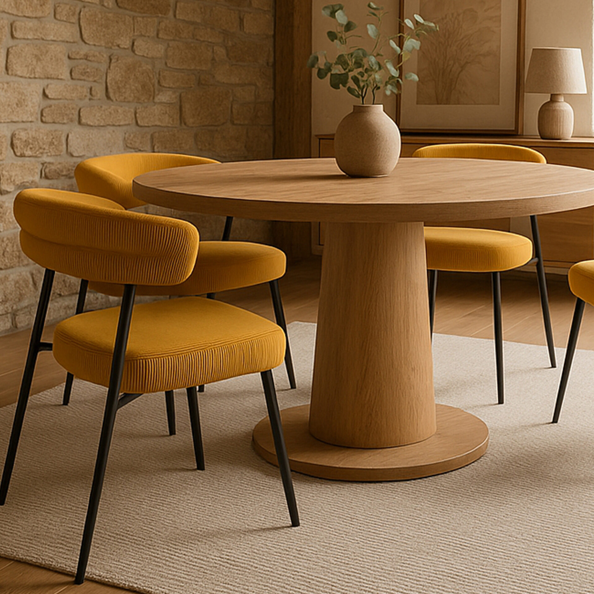 POLTRONA SET DI 4 MEGAN TESSUTO MILLERIGHE SENAPE