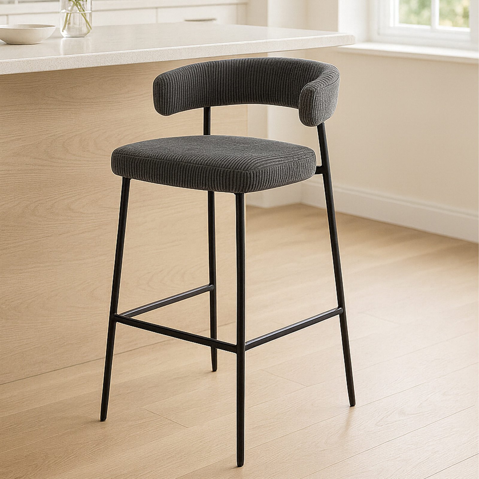 SGABELLO SET 2 MEGAN TESSUTO MILLERIGHE CENERE