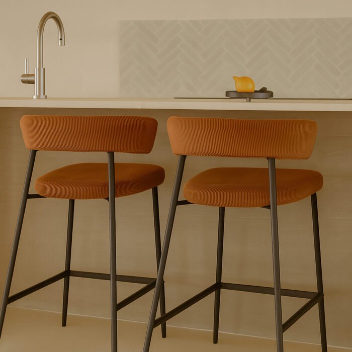 SGABELLO SET 2 MEGAN TESSUTO MILLERIGHE RUGGINE