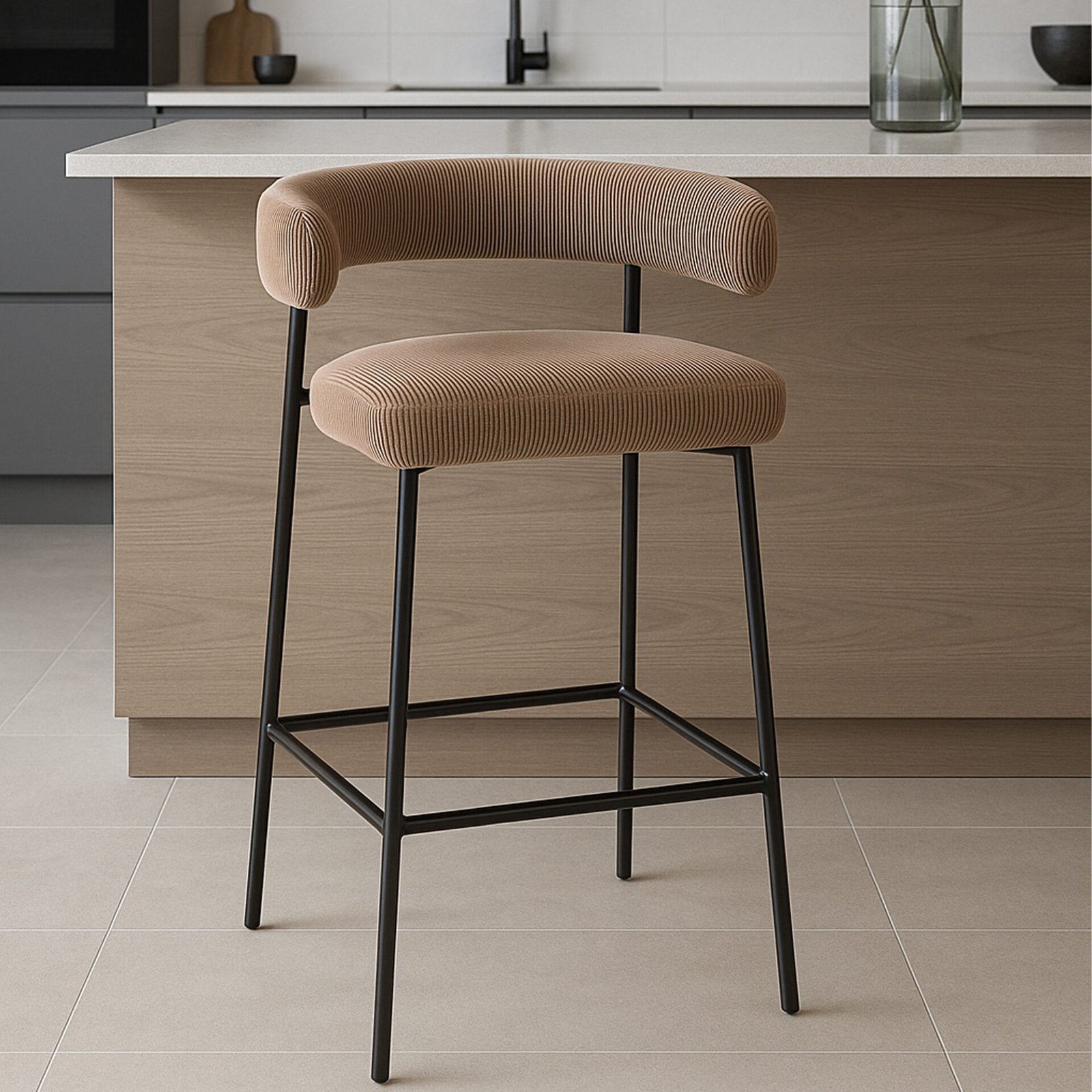 SGABELLO SET 2 MEGAN TESSUTO MILLERIGHE TORTORA