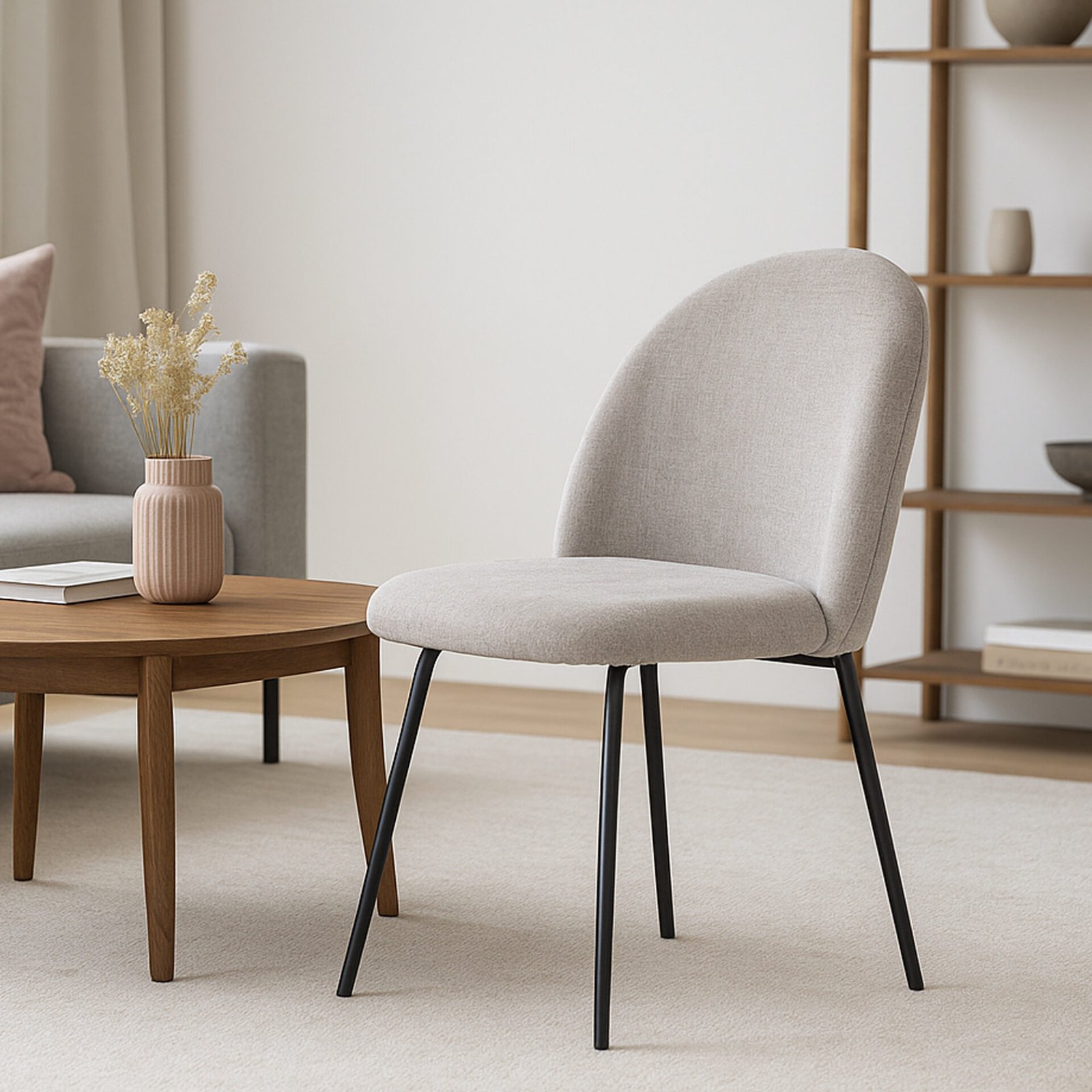 SEDIA NEW TAMARA IN TESSUTO CORDA GAMBE NERE SET DA 4 PEZZI