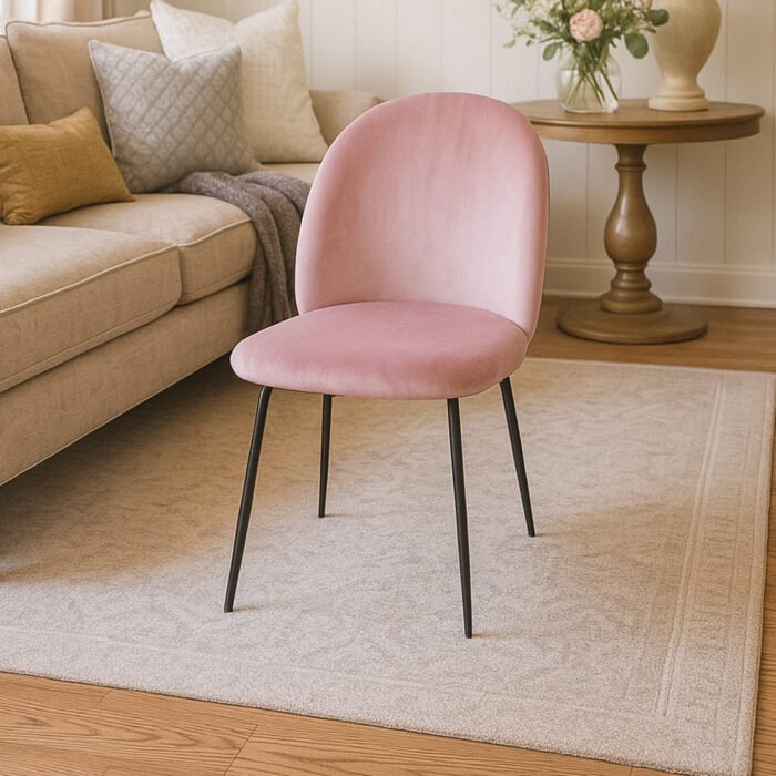 SEDIA AGATA IN VELLUTO CIPRIA GAMBE NERE SET DA 4 PEZZI