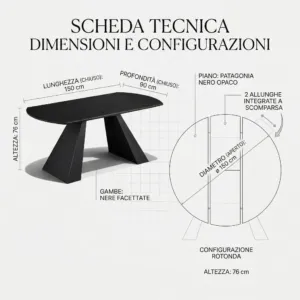 Tavolo ISOLA con Piano in Ceramica e Struttura in Metallo dal Design Moderno - immagine 3