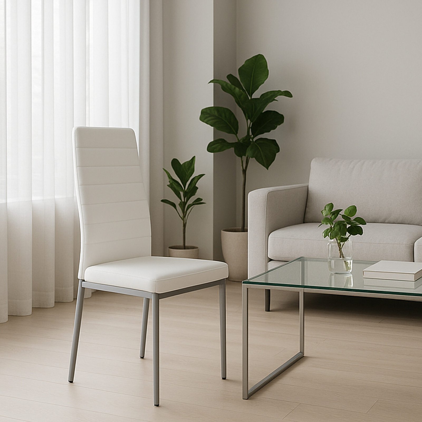 SET OF 6 SVEVA WHITE/ALUMINIUM