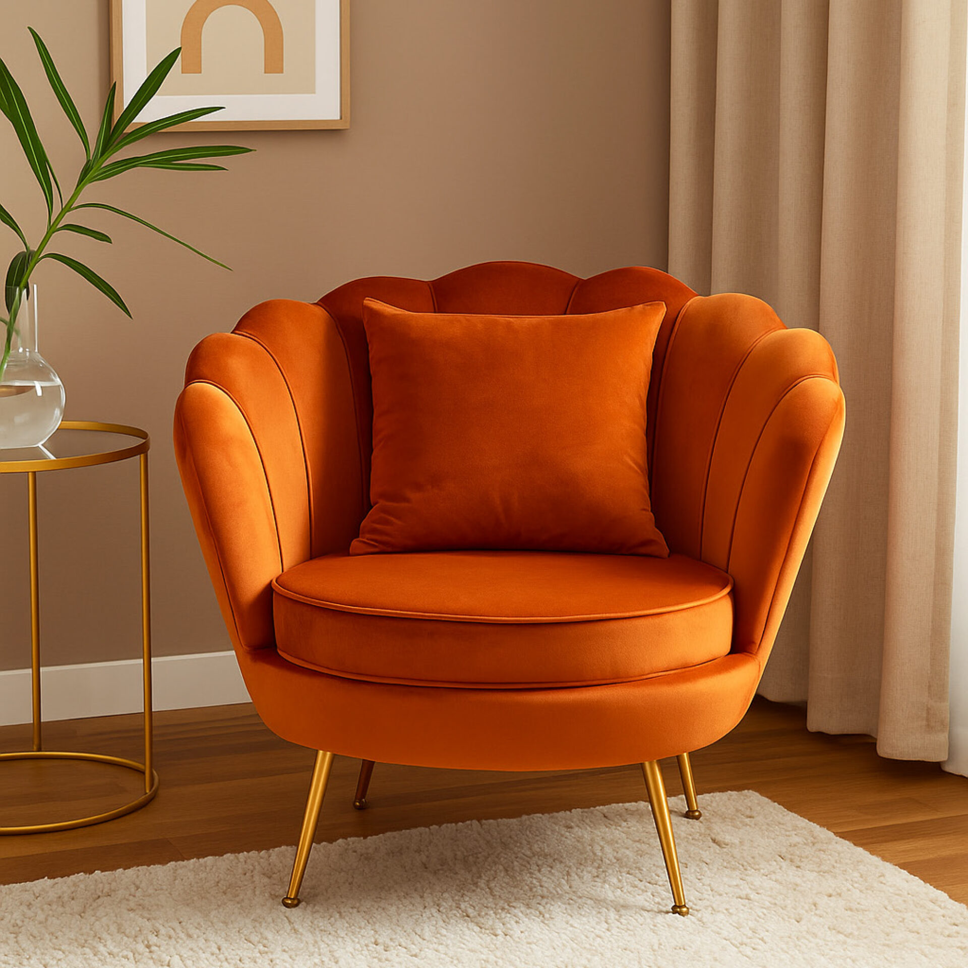 POLTRONA PERLA IN VELLUTO RUGGINE