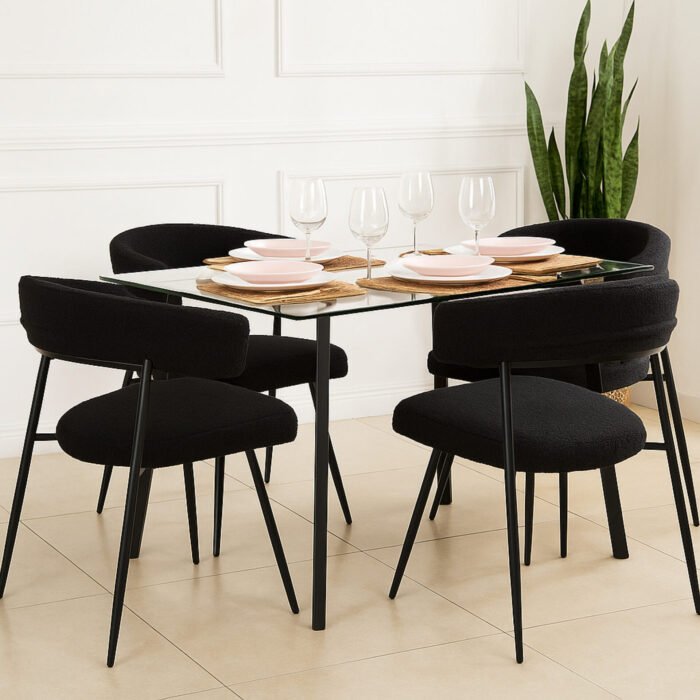 POLTRONA LARA TESSUTO BOUCLE' NERE GAMBE NERE