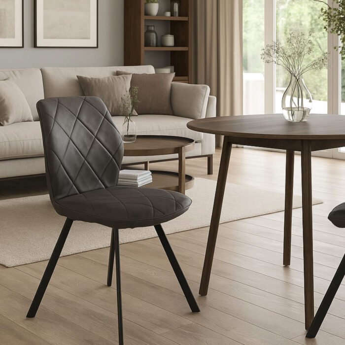 SET 4 SEDIA ARDA, ECONABUK GRIGIO STRUTTURA NERA