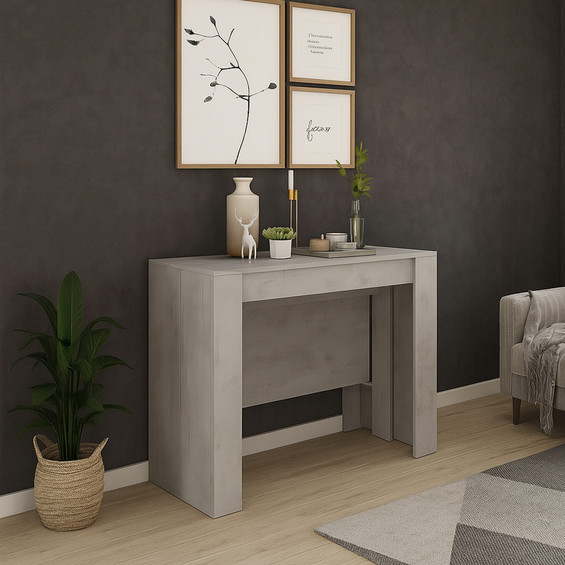 TAVOLO CONSOLLE ARTIC FINITURA GRIGIA