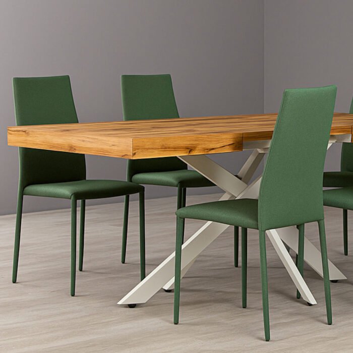 SET 6 SEDIA FELTRA TESSUTO VERDE