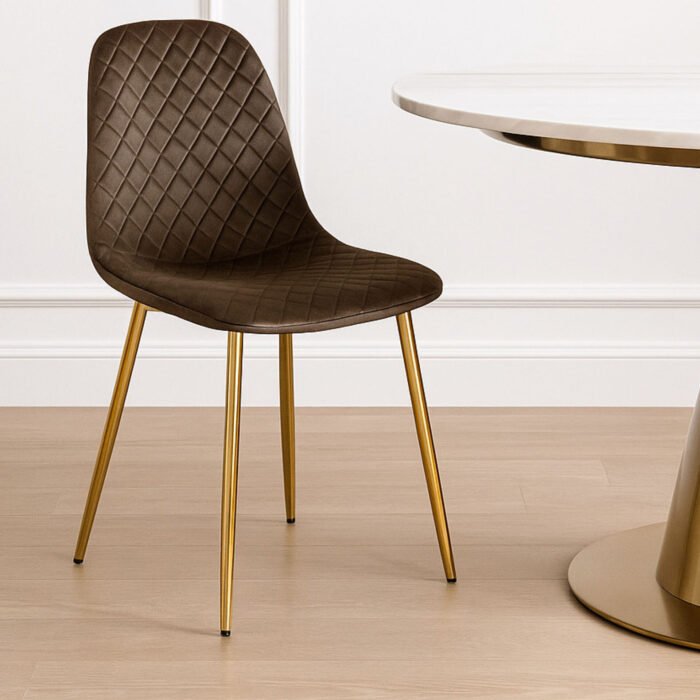 SET 4 SEDIA MARTA IN VELLUTO FANGO, GAMBE ORO