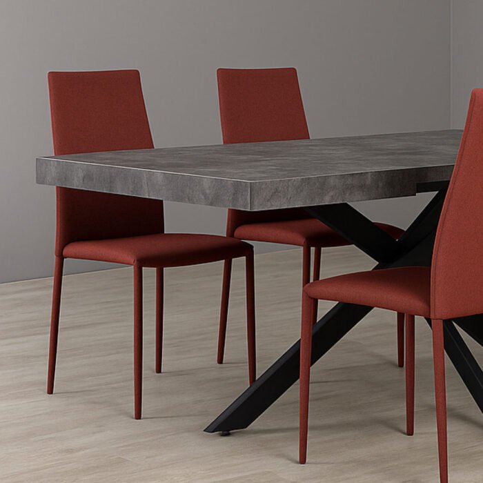 SET 6 SEDIA FELTRA TESSUTO BORDEAUX