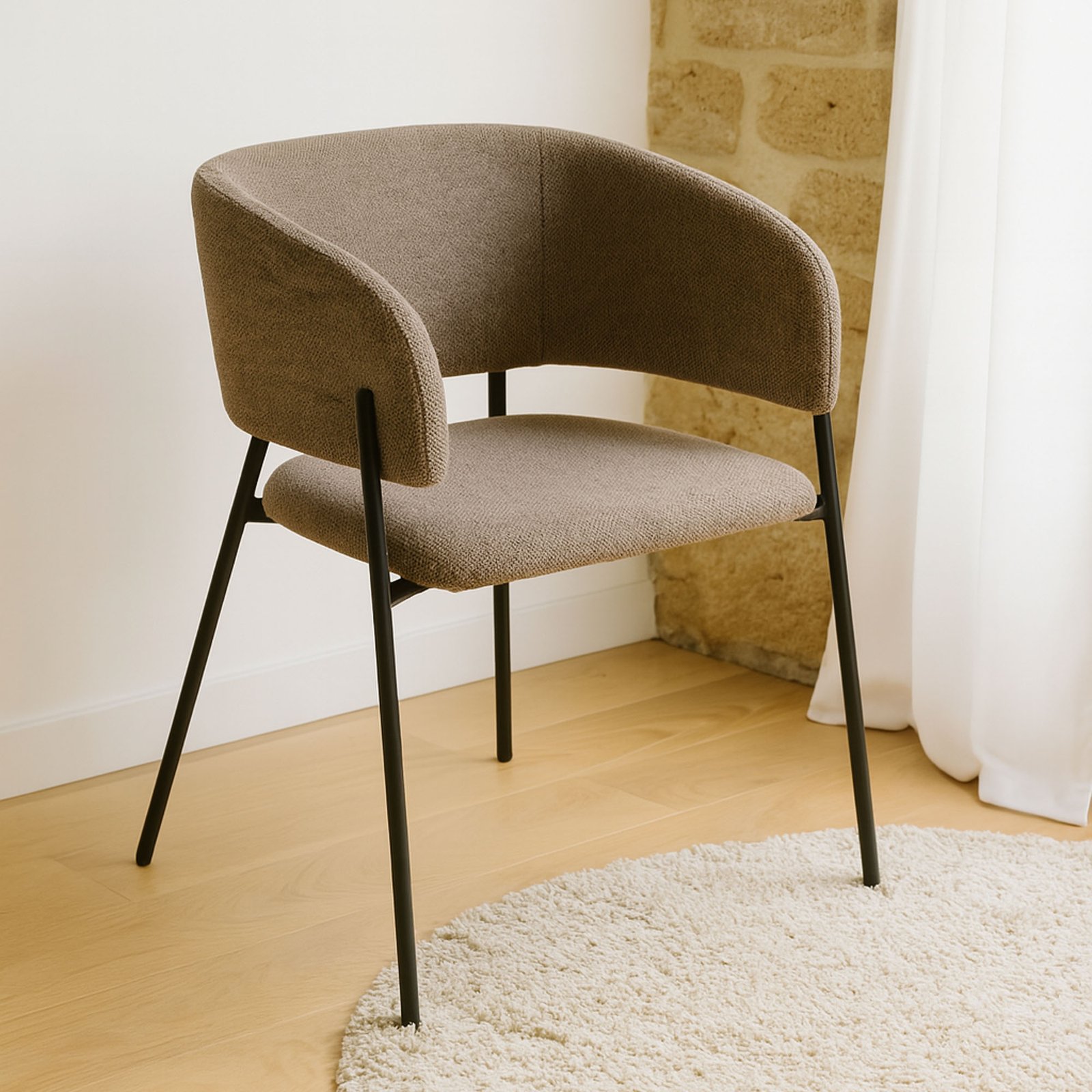 SET 4 POLTRONA BRIGITTE TESSUTO TORTORA GAMBE NERE