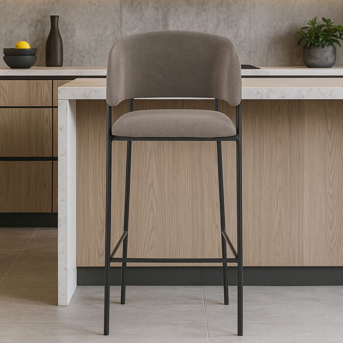 SET 2 SGABELLO DOMITILLA TESSUTO TORTORA GAMBE NERE