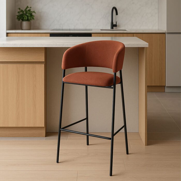 SET 2 SGABELLO DOMITILLA TESSUTO RUGGINE GAMBE NERE