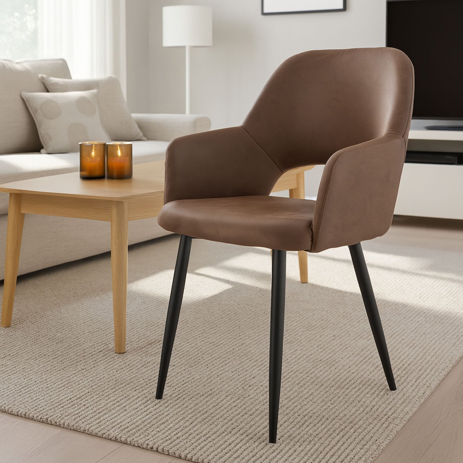 SET 2 POLTRONA GISELLE ECONABUK TORTORA GAMBE NERE