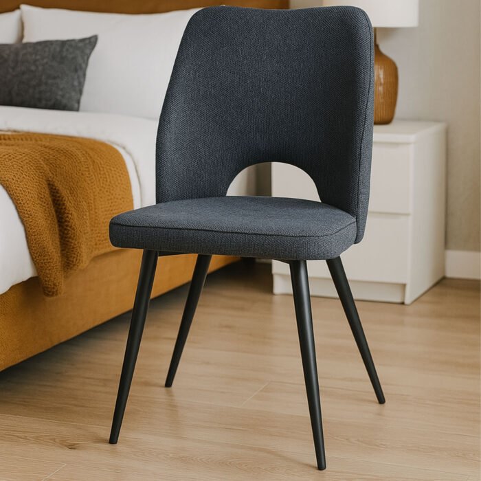 SET 4 SEDIA ASOLA TESSUTO BLU GAMBE NERE