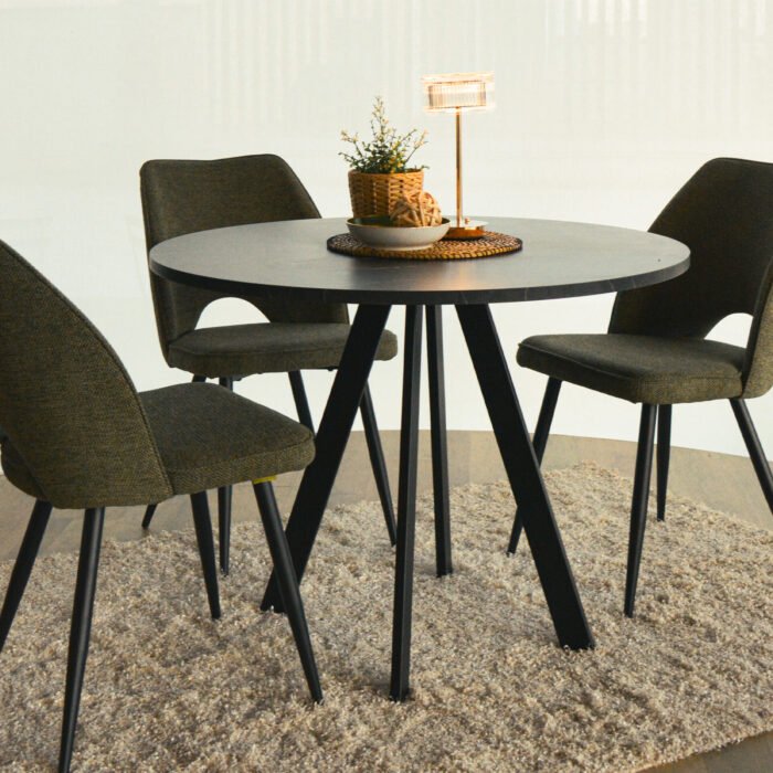 SET 4 SEDIA ASOLA TESSUTO VERDE GAMBE NERE