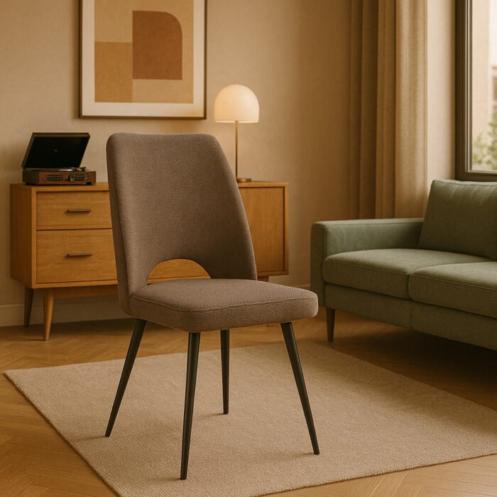 SET 4 SEDIA ASOLA TESSUTO TORTORA GAMBE NERE